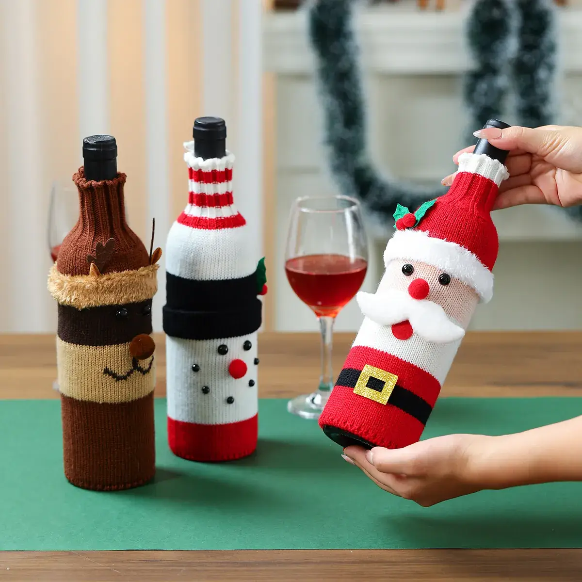 Cross-Border Christmas Wine Bottle Covers Cartoon Knitted - Image 7