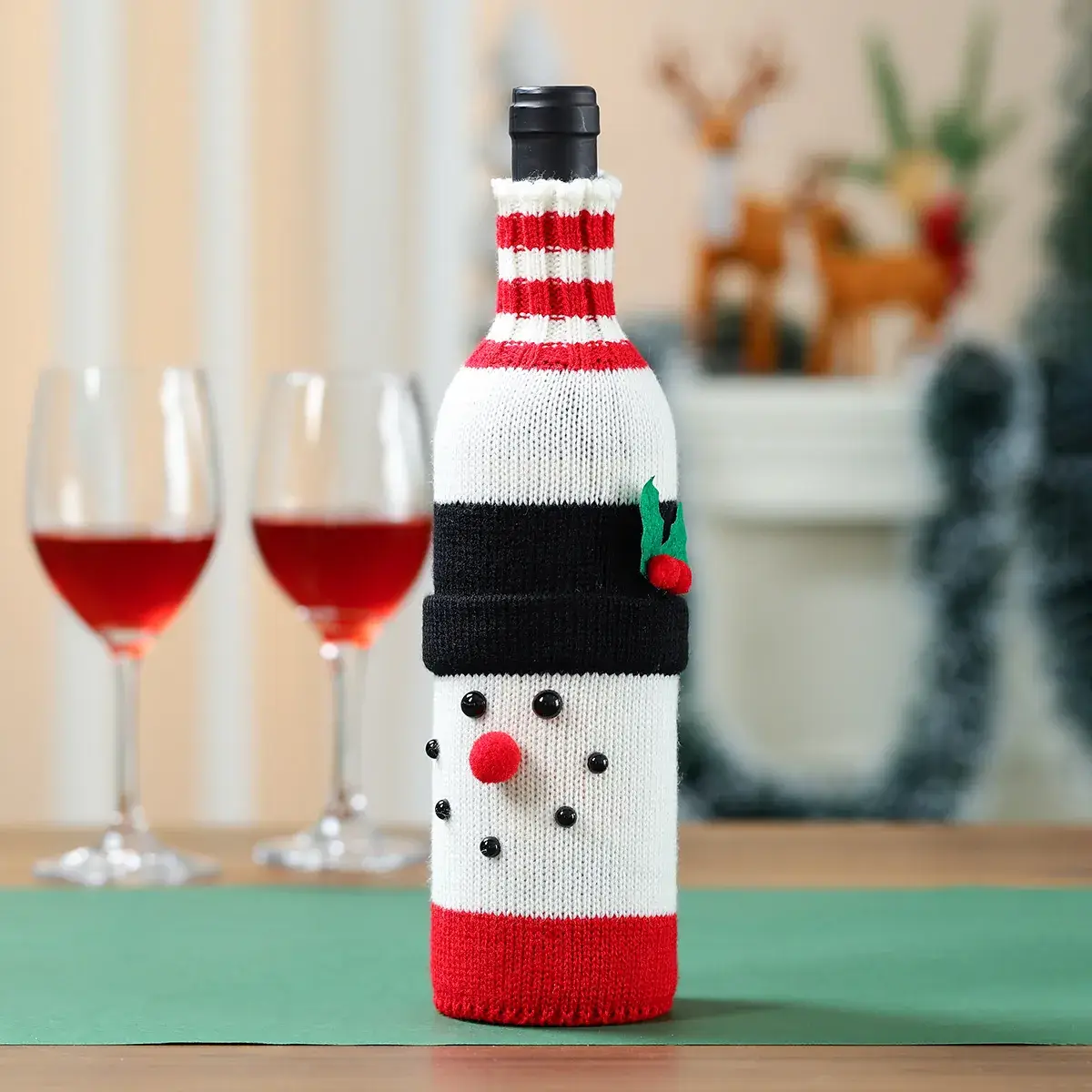 Cross-Border Christmas Wine Bottle Covers Cartoon Knitted - Image 2