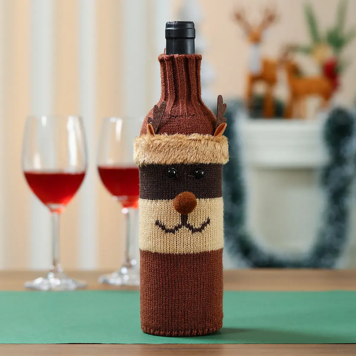 Cross-Border Christmas Wine Bottle Covers Cartoon Knitted - Image 3