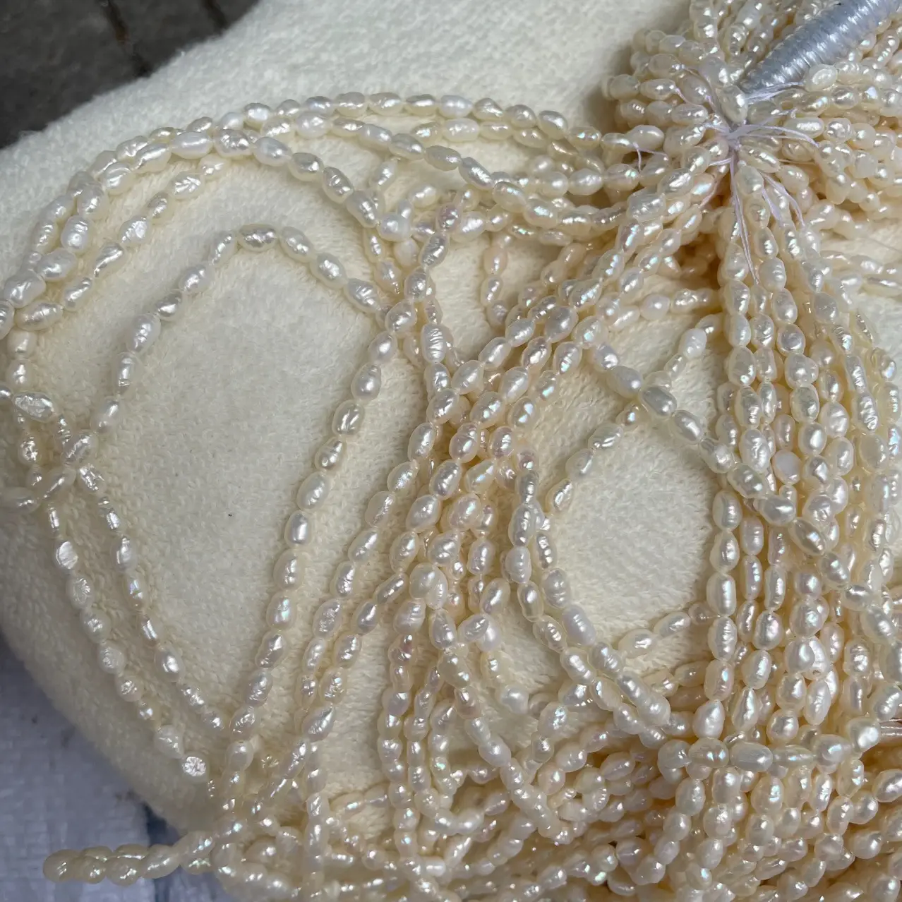 Natural Freshwater Baroque Rice Beads 3mm