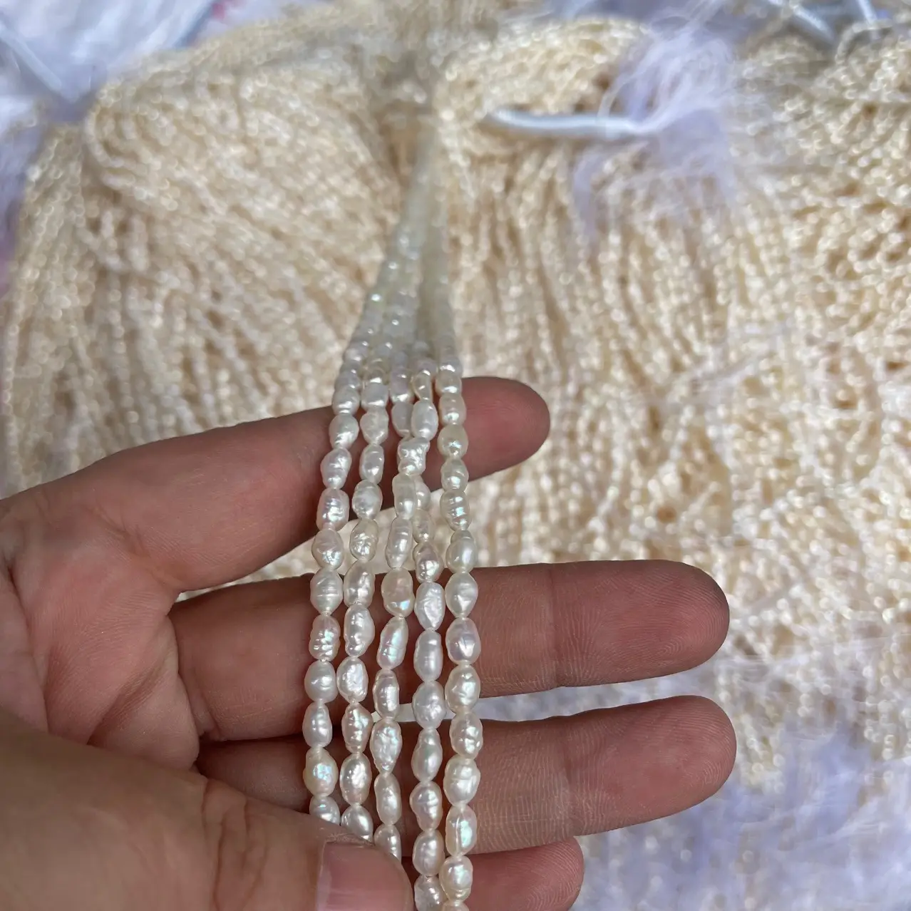Natural Freshwater Baroque Rice Beads 3mm