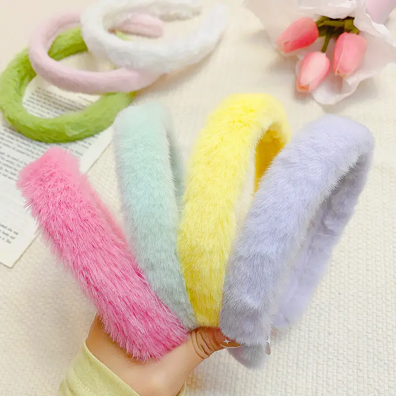 Furry Plush Headband for Women Winter Warm Hairpin - Image 17