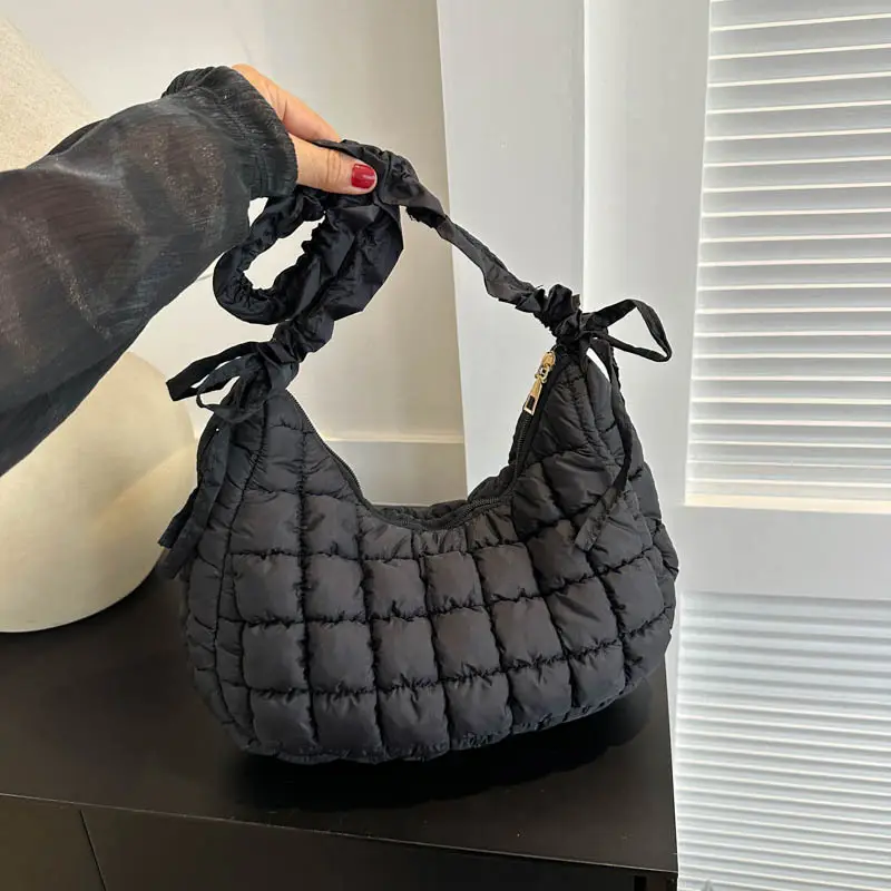 Women Pleated Shoulder Bag Brown 2023 - Image 7