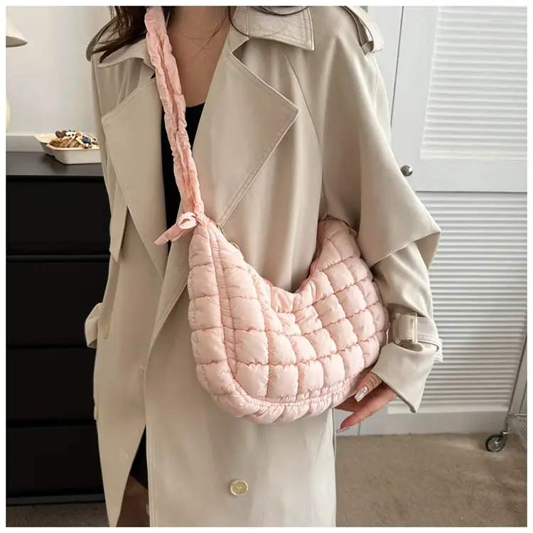 Women Pleated Shoulder Bag Brown 2023 — feature 15