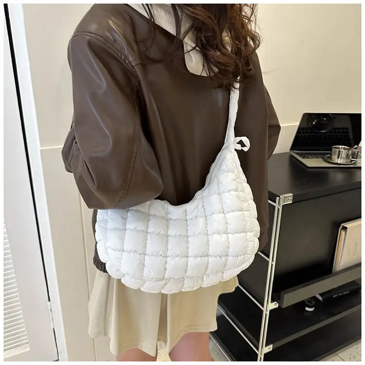 Women Pleated Shoulder Bag Brown 2023 — feature 24