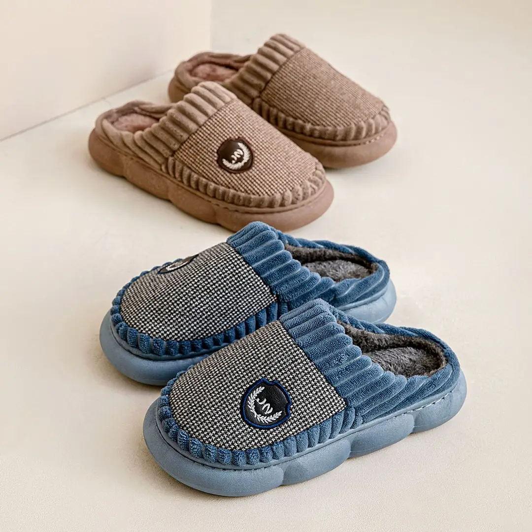 Cotton Slippers for Men Autumn and Winter 2026 New Style Indoor Home Large Size Thick Sole 46 Non-Slip 47 Warm Cotton Slippers for Men - Image 5