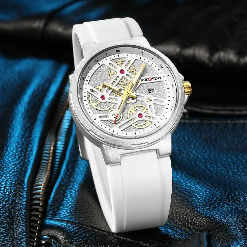 Men's Black Chronograph Watch with Luminous Gold Accents