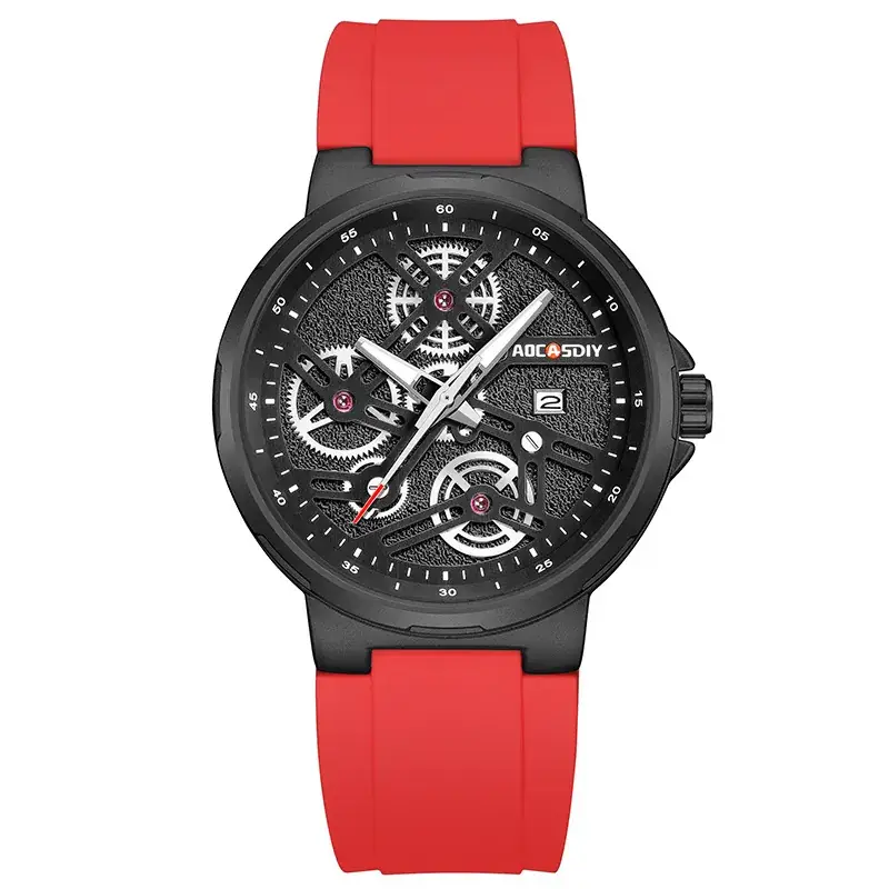 Men's Black Chronograph Watch with Luminous Gold Accents