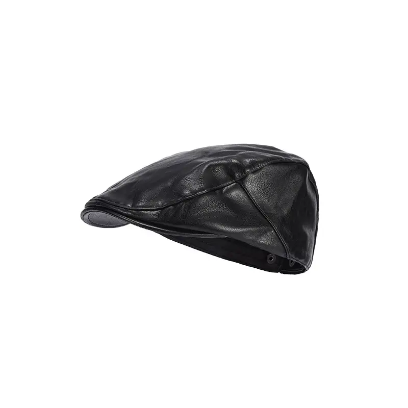 Korean Style Pu Leather Forward Hat for Women Brown - Image 8