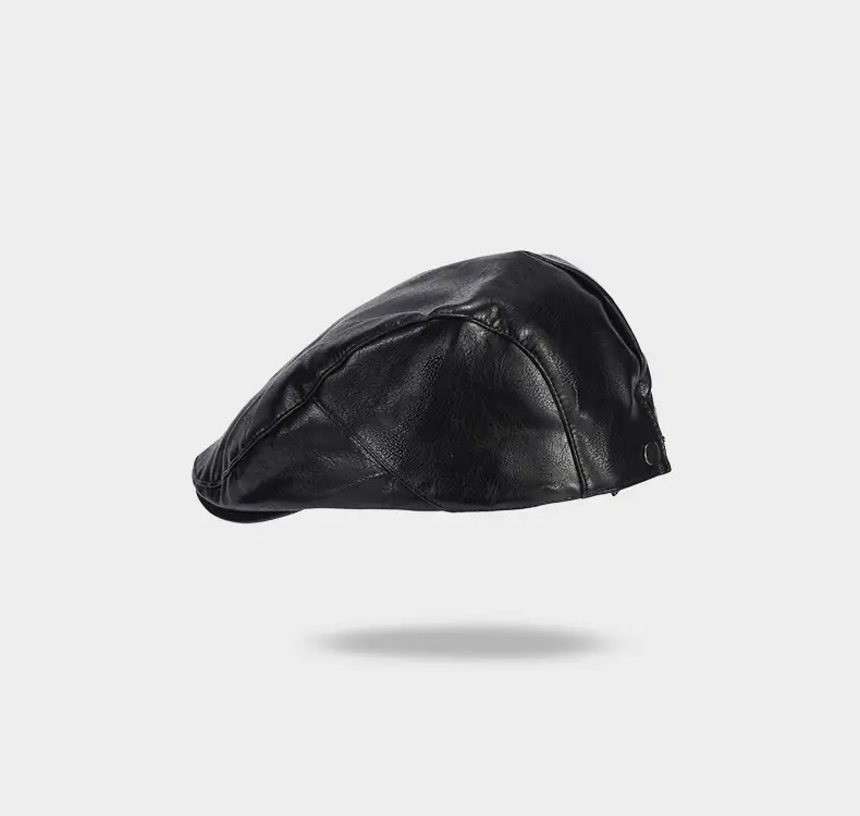 Korean Style Pu Leather Forward Hat for Women Brown — feature 11