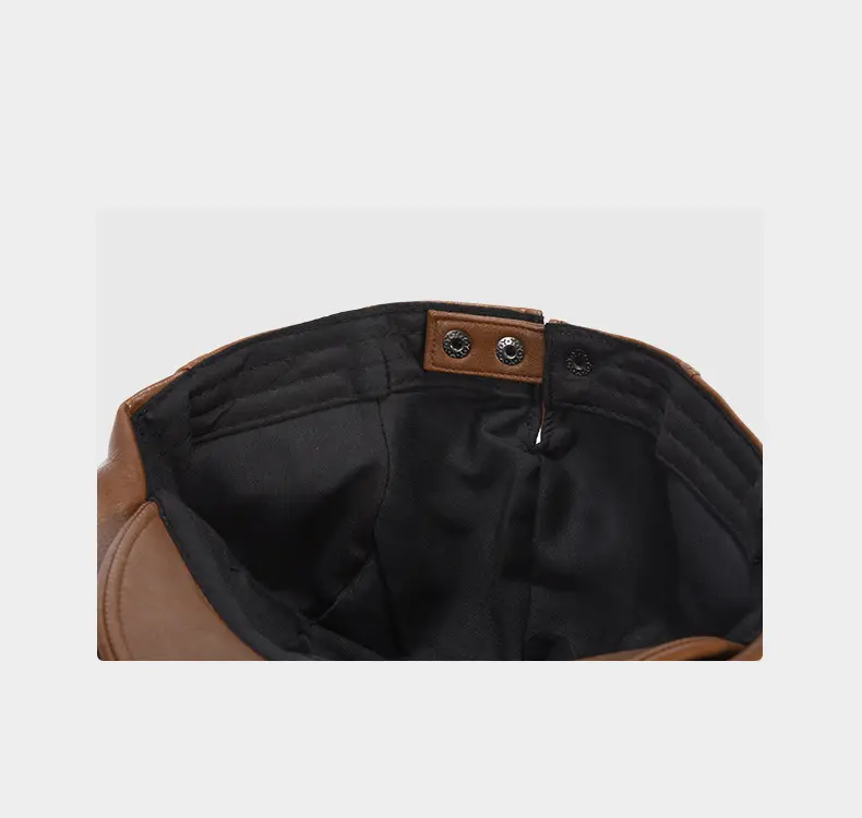 Korean Style Pu Leather Forward Hat for Women Brown — feature 15