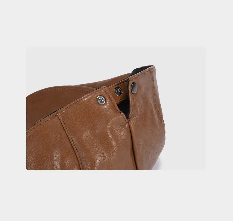 Korean Style Pu Leather Forward Hat for Women Brown — feature 16