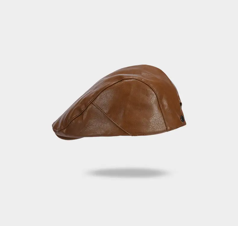 Korean Style Pu Leather Forward Hat for Women Brown — feature 7