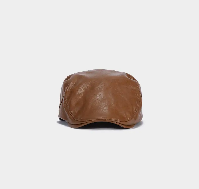 Korean Style Pu Leather Forward Hat for Women Brown — feature 8