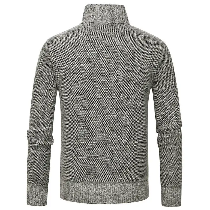 Men's New Zipper Cardigan Sweater Brown Plaid Coar — feature 11