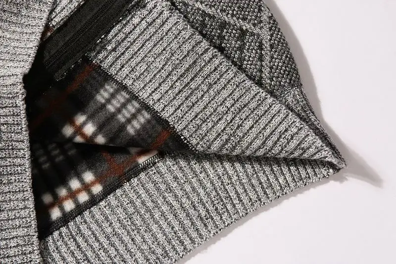 Men's New Zipper Cardigan Sweater Brown Plaid Coar — feature 21