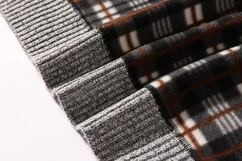 Men's New Zipper Cardigan Sweater Brown Plaid Coar — feature 22