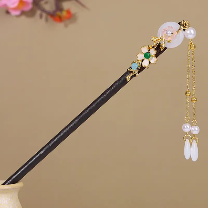 Antique Hairpin Tassel Wooden Hairpin Children's Imitation Ebony Headdress Disc Hair Han Clothing Accessories Ancient Clothes Hair Hairpin Hair - Image 65