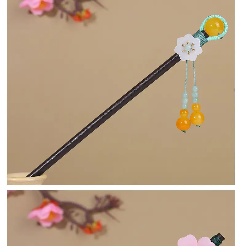 Antique Hairpin Tassel Wooden Hairpin Children's Imitation Ebony Headdress Disc Hair Han Clothing Accessories Ancient Clothes Hair Hairpin Hair — feature 10