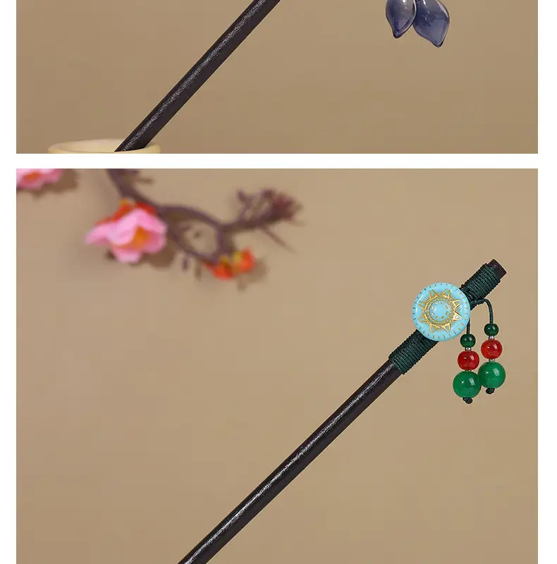 Antique Hairpin Tassel Wooden Hairpin Children's Imitation Ebony Headdress Disc Hair Han Clothing Accessories Ancient Clothes Hair Hairpin Hair — feature 7