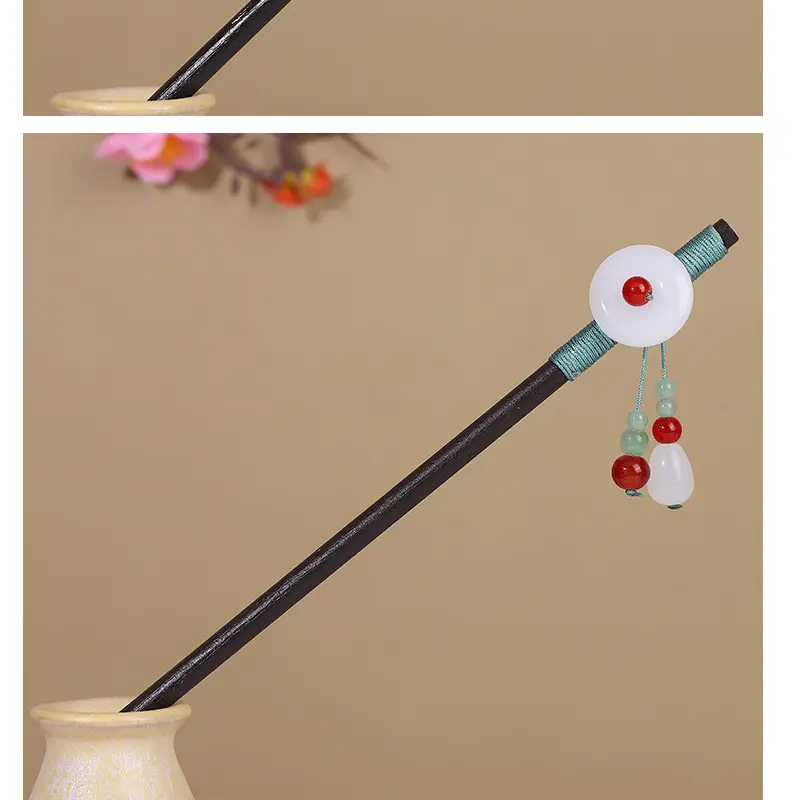 Antique Hairpin Tassel Wooden Hairpin Children's Imitation Ebony Headdress Disc Hair Han Clothing Accessories Ancient Clothes Hair Hairpin Hair — feature 8