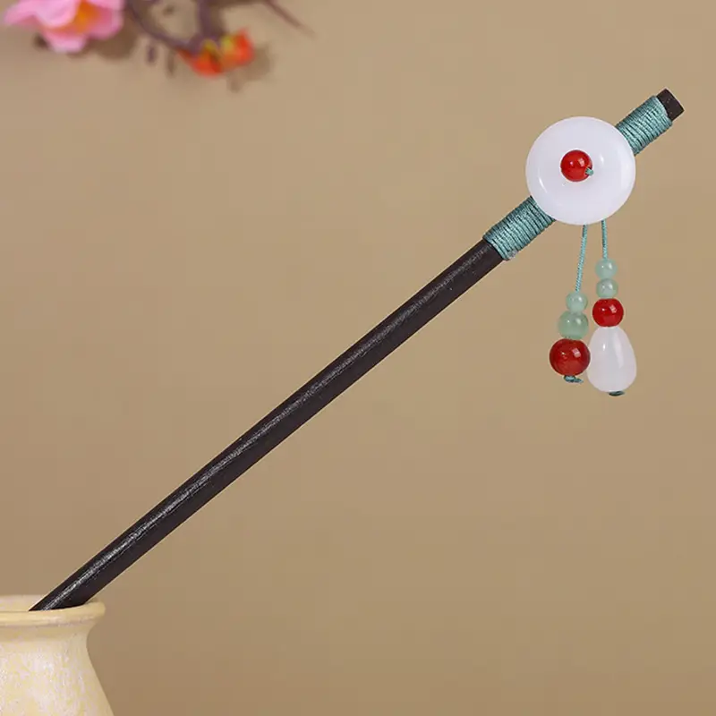Antique Hairpin Tassel Wooden Hairpin Children's Imitation Ebony Headdress Disc Hair Han Clothing Accessories Ancient Clothes Hair Hairpin Hair - Image 10