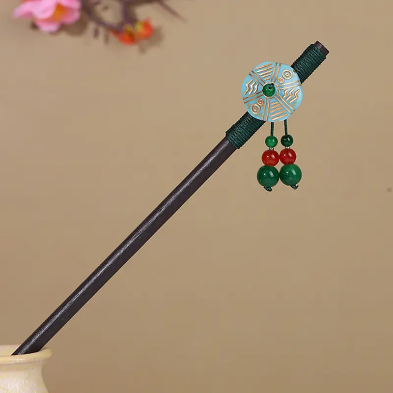 Antique Hairpin Tassel Wooden Hairpin Children's Imitation Ebony Headdress Disc Hair Han Clothing Accessories Ancient Clothes Hair Hairpin Hair - Image 11