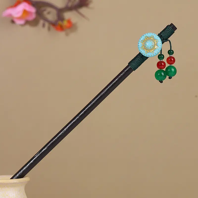 Antique Hairpin Tassel Wooden Hairpin Children's Imitation Ebony Headdress Disc Hair Han Clothing Accessories Ancient Clothes Hair Hairpin Hair - Image 12