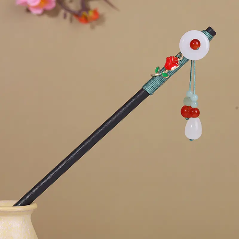 Antique Hairpin Tassel Wooden Hairpin Children's Imitation Ebony Headdress Disc Hair Han Clothing Accessories Ancient Clothes Hair Hairpin Hair - Image 15