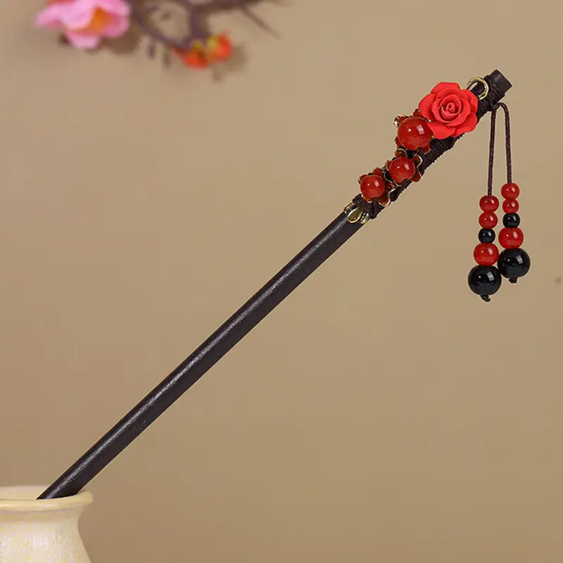 Antique Hairpin Tassel Wooden Hairpin Children's Imitation Ebony Headdress Disc Hair Han Clothing Accessories Ancient Clothes Hair Hairpin Hair - Image 31