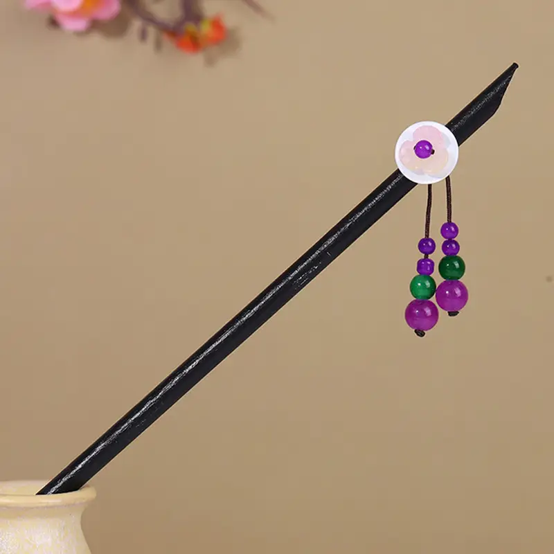 Antique Hairpin Tassel Wooden Hairpin Children's Imitation Ebony Headdress Disc Hair Han Clothing Accessories Ancient Clothes Hair Hairpin Hair - Image 36