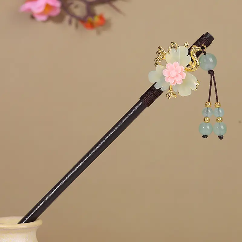 Antique Hairpin Tassel Wooden Hairpin Children's Imitation Ebony Headdress Disc Hair Han Clothing Accessories Ancient Clothes Hair Hairpin Hair - Image 4