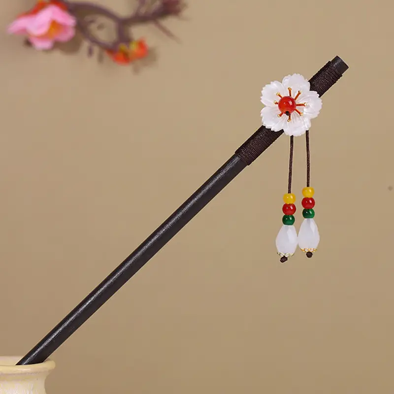 Antique Hairpin Tassel Wooden Hairpin Children's Imitation Ebony Headdress Disc Hair Han Clothing Accessories Ancient Clothes Hair Hairpin Hair - Image 5