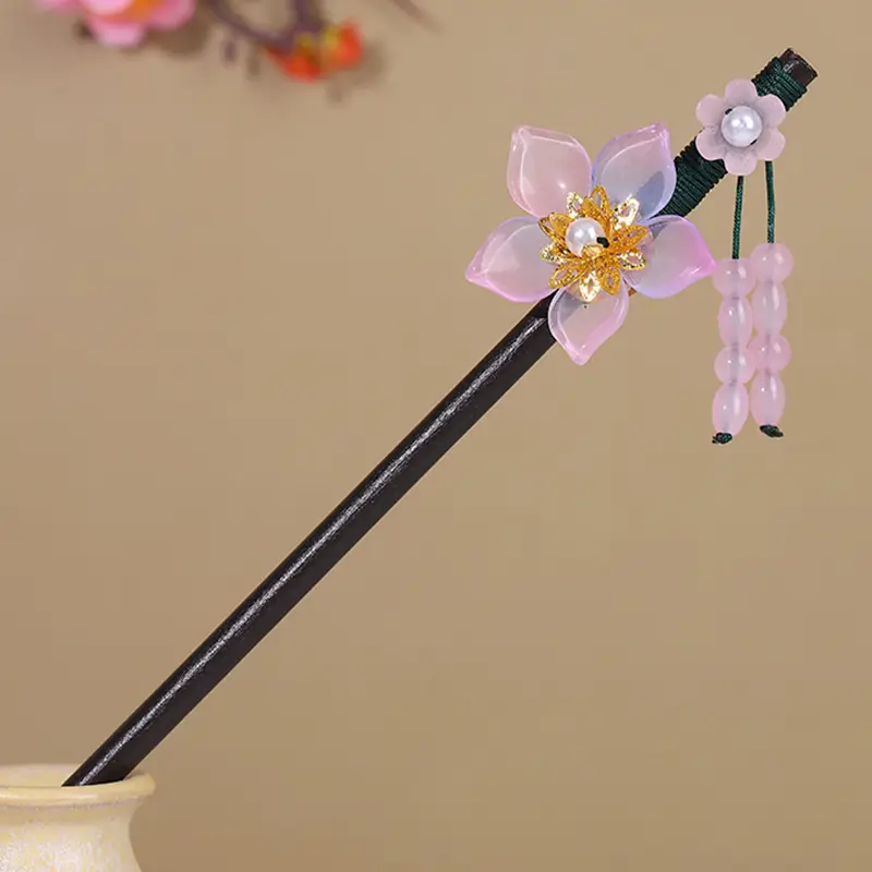 Antique Hairpin Tassel Wooden Hairpin Children's Imitation Ebony Headdress Disc Hair Han Clothing Accessories Ancient Clothes Hair Hairpin Hair - Image 54