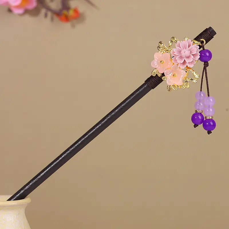 Antique Hairpin Tassel Wooden Hairpin Children's Imitation Ebony Headdress Disc Hair Han Clothing Accessories Ancient Clothes Hair Hairpin Hair - Image 56