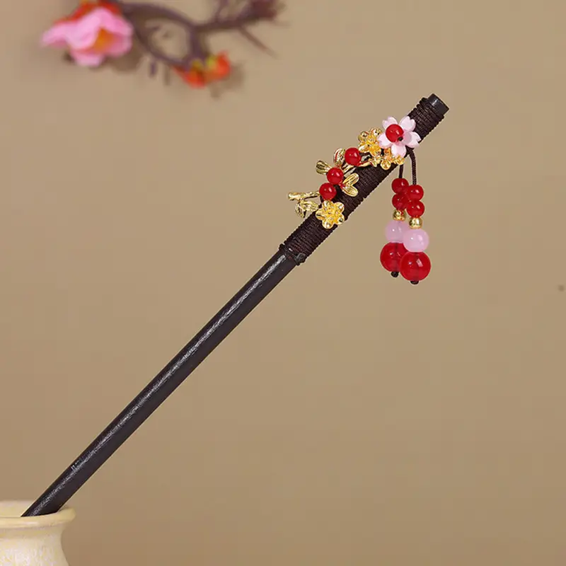 Antique Hairpin Tassel Wooden Hairpin Children's Imitation Ebony Headdress Disc Hair Han Clothing Accessories Ancient Clothes Hair Hairpin Hair - Image 7