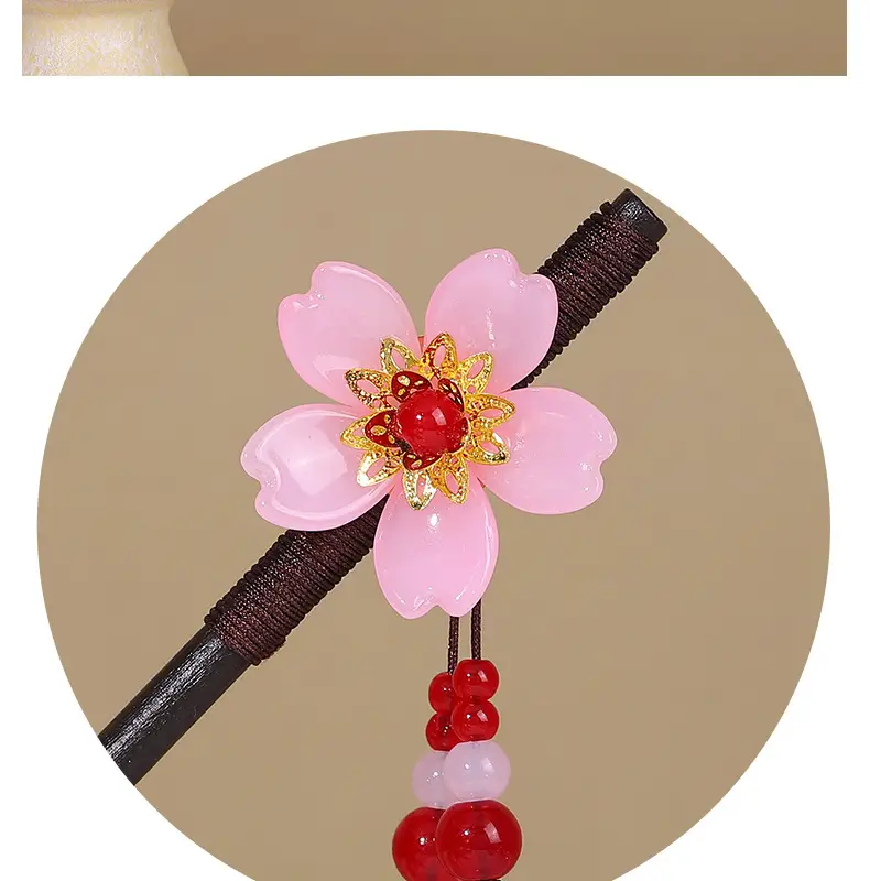 Antique Hairpin Tassel Wooden Hairpin Children's Imitation Ebony Headdress Disc — feature 5