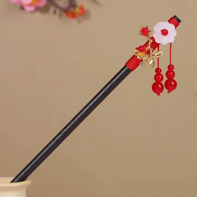 Antique Hairpin Tassel Wooden Hairpin Children's Imitation Ebony Headdress Disc