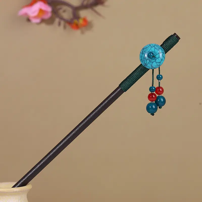 Antique Hairpin Tassel Wooden Hairpin Children's Imitation Ebony Headdress Disc