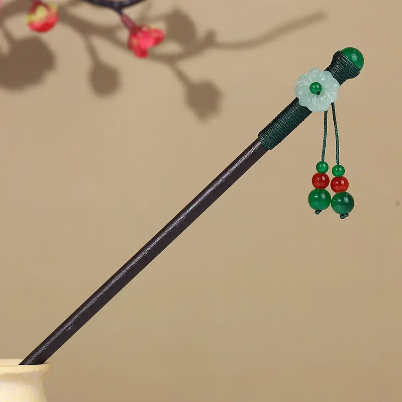 Antique Hairpin Tassel Wooden Hairpin Children's Imitation Ebony Headdress Disc