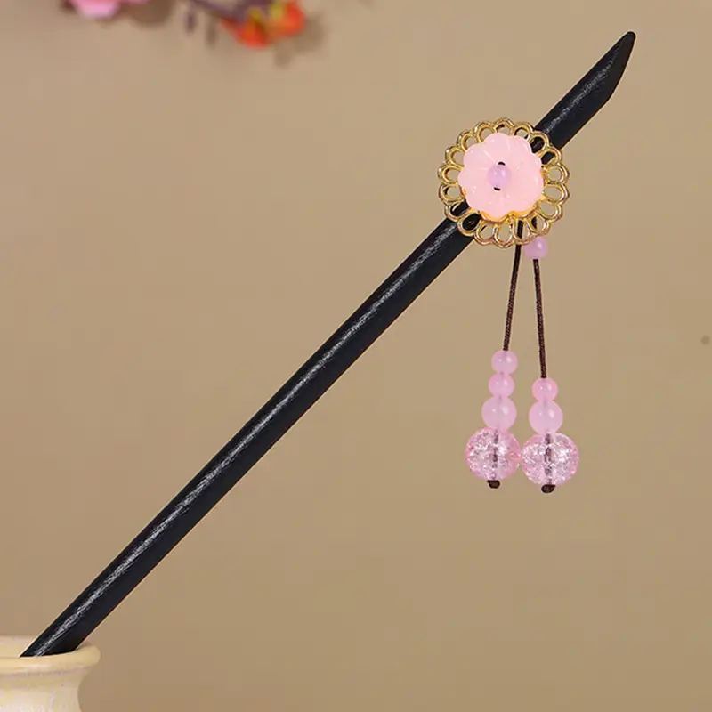 Antique Hairpin Tassel Wooden Hairpin Children's Imitation Ebony Headdress Disc