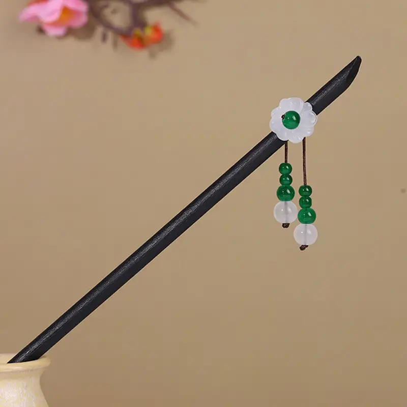 Antique Hairpin Tassel Wooden Hairpin Children's Imitation Ebony Headdress Disc
