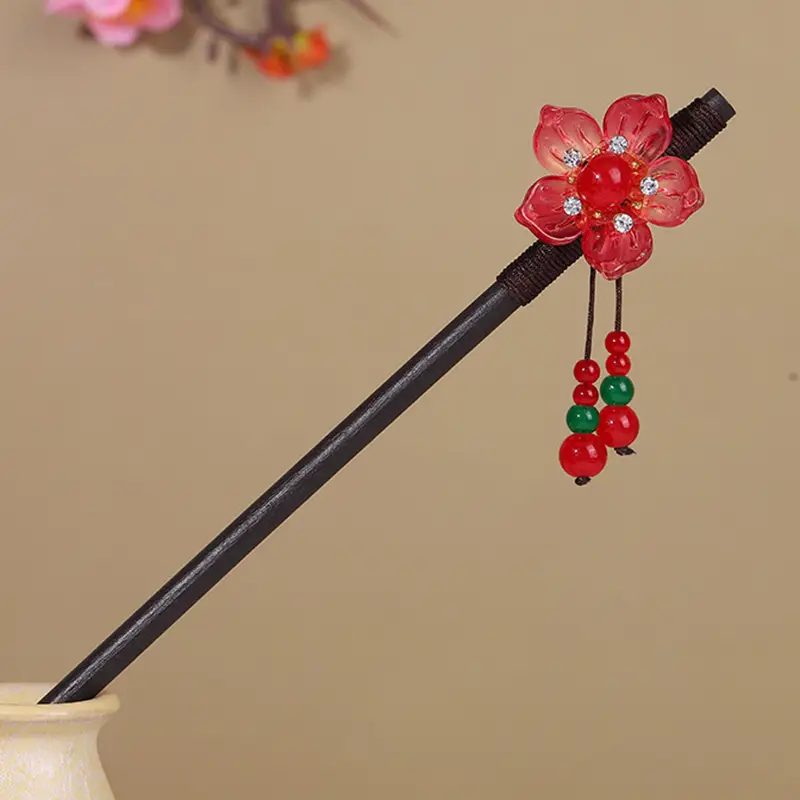 Antique Hairpin Tassel Wooden Hairpin Children's Imitation Ebony Headdress Disc