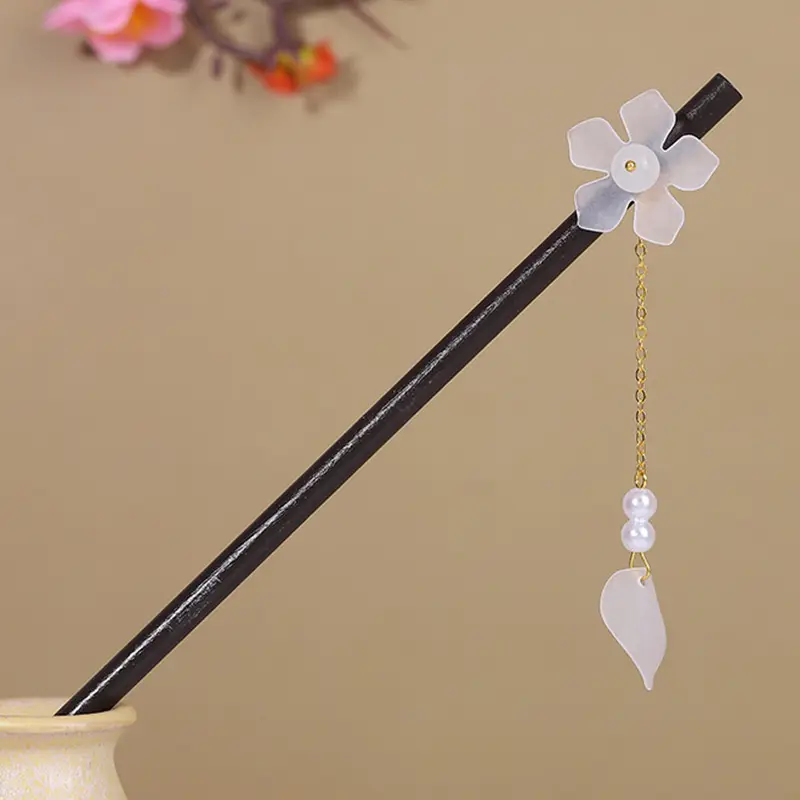 Antique Hairpin Tassel Wooden Hairpin Children's Imitation Ebony Headdress Disc