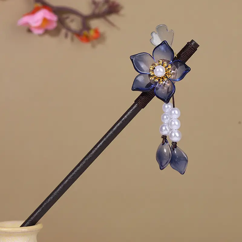 Antique Hairpin Tassel Wooden Hairpin Children's Imitation Ebony Headdress Disc