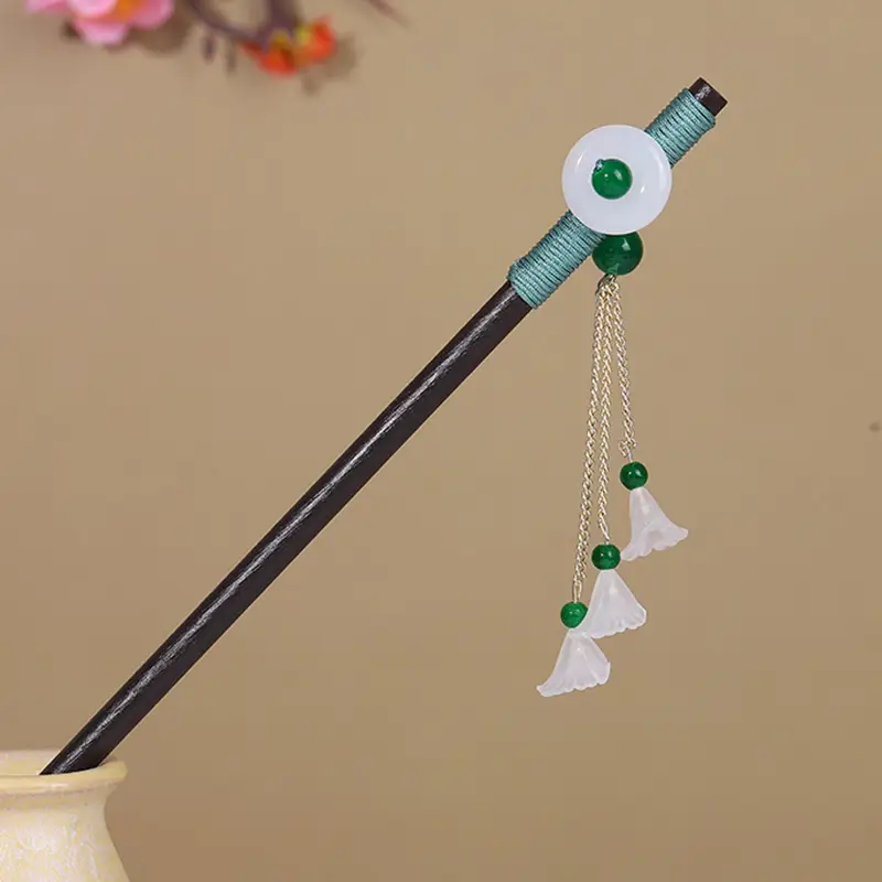 Antique Hairpin Tassel Wooden Hairpin Children's Imitation Ebony Headdress Disc