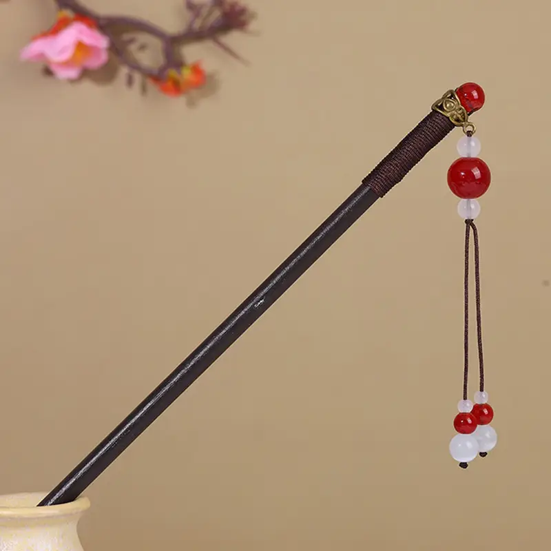 Antique Hairpin Tassel Wooden Hairpin Children's Imitation Ebony Headdress Disc