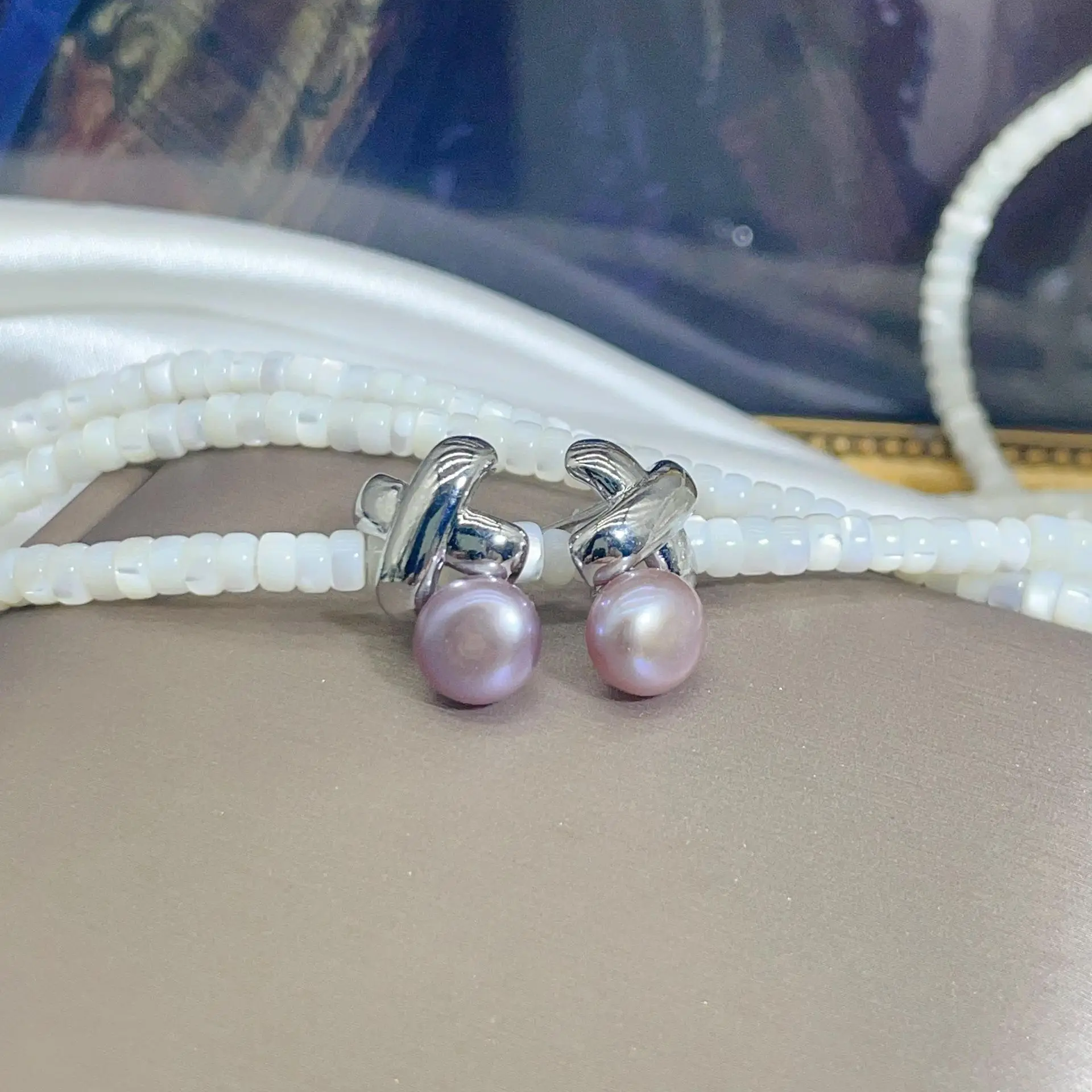 Dan Tao Cross Pearl Earrings Gold Plated 925 Silver — feature 14