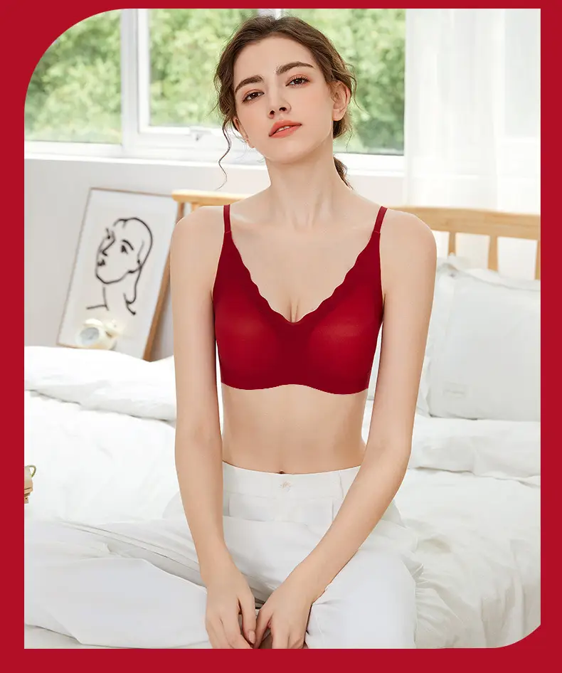 Red Seamless Push Up Bra Set Small — feature 18