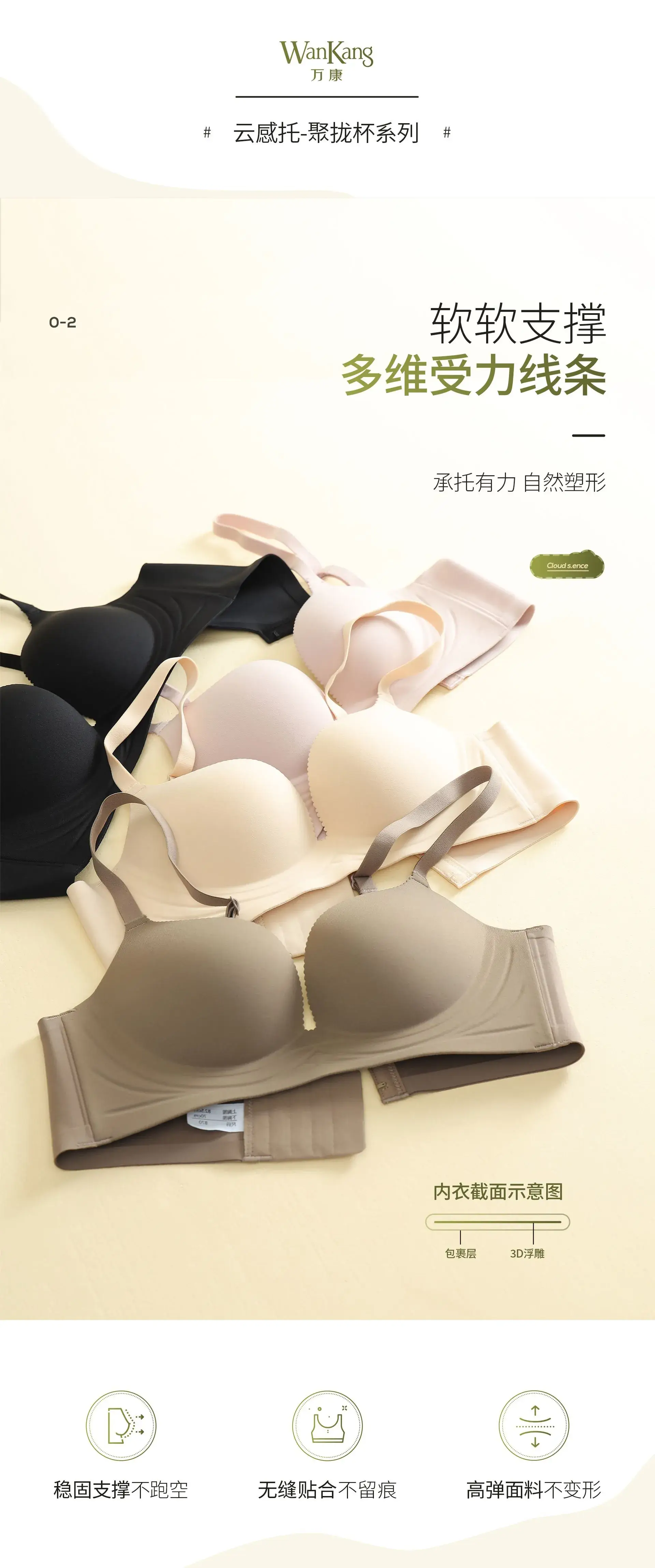 Traceless Underwear Women's Flat Chest Large No Steel Ring — feature 4
